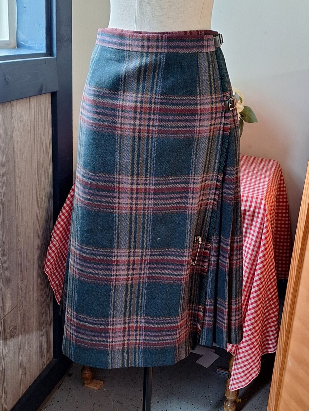 Vintage James Pringle Scottish Tartan Wool Wrap-Around Kilt Style Skirt, USA 8